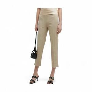 Lafayette 148 NY Metropolitan Stretch Cropped Bleecker Pant Khaki Colored Size 8